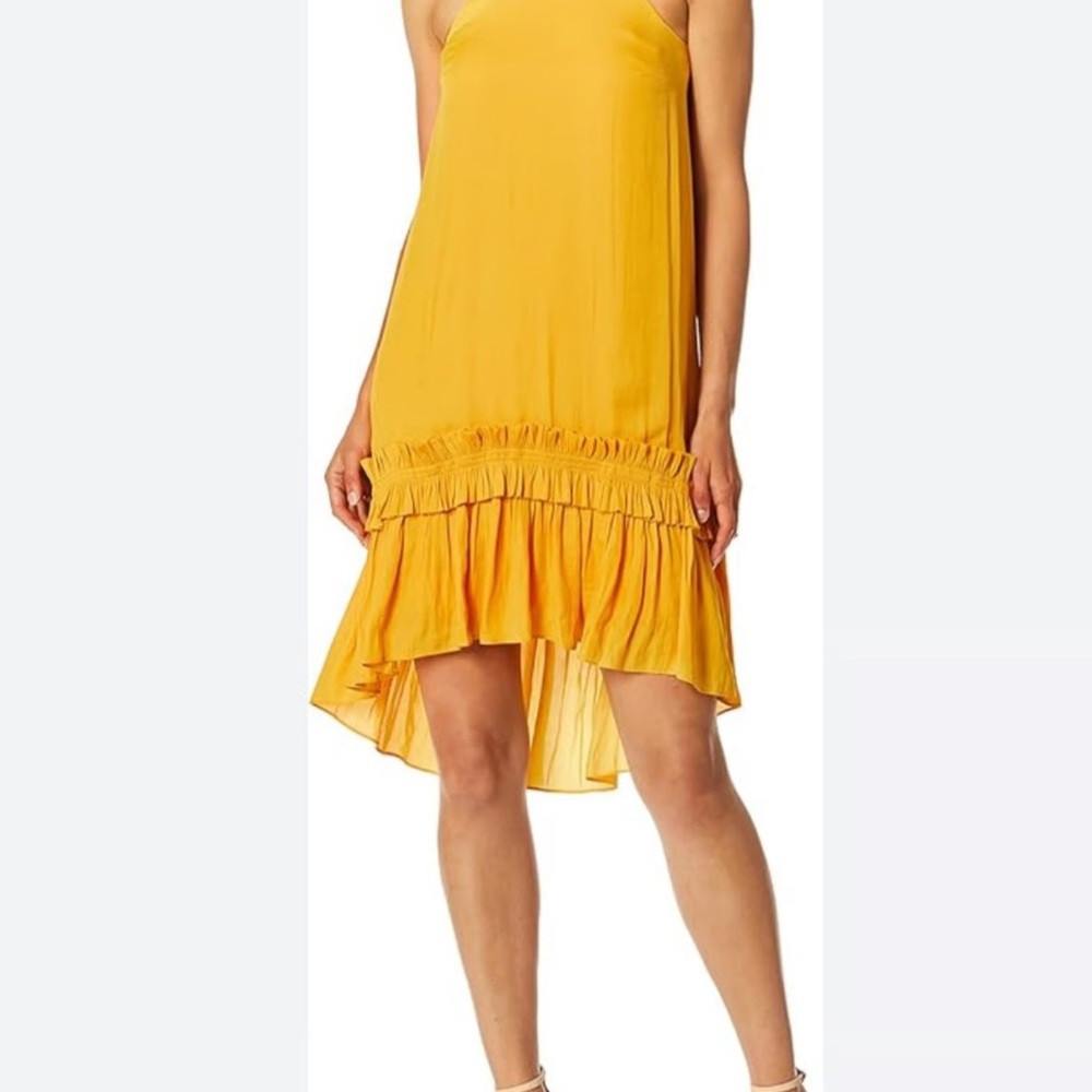 Halston Heritage Sunny Yellow Sleeveless Pleated Dress